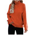 thumbnail image 1 of IROINNID Reduced Womens Sweater Turtleneck Pullover Sweater Solid Color Casual Mid-Length Long Sleeve Button Knitting Sweatshirt Tops Blouse Shirt Sweater, 1 of 7
