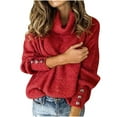 thumbnail image 1 of IROINNID Reduced Womens Sweater Turtleneck Pullover Sweater Solid Color Comfy Mid-Length Long Sleeve Knitted Jumper Sweater Elegant Tops, 1 of 6