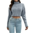 thumbnail image 1 of IROINNID Womens Sweater Turtleneck Pullover Sweater Solid Color Leisure Cropped Long Sleeve Ruched Blouse Tops, 1 of 6