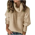 thumbnail image 1 of IROINNID Womens Sweater Turtleneck Pullover Sweater Solid Color Leisure Mid-Length Long Sleeve Autumn and Winter Blouse Knitting Tops Sweaters, 1 of 8
