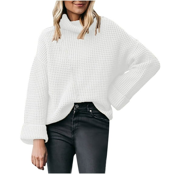 IROINNID Reduced Womens Sweater Turtleneck Pullover Sweater Solid Color Leisure Mid-Length Long Sleeve Autumn and Winter High Collar Sweater Tops
