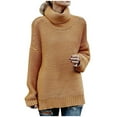thumbnail image 1 of IROINNID Reduced Womens Sweater Turtleneck Pullover Sweater Solid Color Loose Mid-Length Long Sleeve Thick Line Sweater, 1 of 6