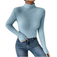 thumbnail image 1 of IROINNID Reduced Womens Sweater Turtleneck Pullover Sweater Solid Color Loose Short Length Long Sleeve Sweater, 1 of 9