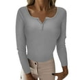 thumbnail image 1 of IROINNID Reduced Womens Sweater V-Neck Pullover Sweater Solid Color Casual Mid-Length Long Sleeve Button Knitted Sweater Bottoming Shirt Tops Blouse, 1 of 7