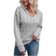 thumbnail image 1 of IROINNID Reduced Womens Sweater V-Neck Pullover Sweater Solid Color Casual Mid-Length Long Sleeve Hooded Knit Sweater Coat, 1 of 5