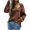 thumbnail image 1 of IROINNID Reduced Womens Sweater V-Neck Pullover Sweater Solid Color Comfy Mid-Length Long Sleeve Tops Blouse Knitted Sweater, 1 of 5