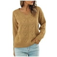 thumbnail image 1 of IROINNID Womens Sweater V-Neck Pullover Sweater Solid Color Loose Mid-Length Long Sleeve Love Hollow Out Recreational Knitting Sweater Tops, 1 of 8
