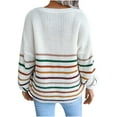 thumbnail image 1 of IROINNID Reduced Womens Sweater V-Neck Pullover Sweater Stripes Loose Mid-Length Long Sleeve Rainbow Sweater, 1 of 3
