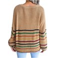 thumbnail image 1 of IROINNID Reduced Womens Sweater V-Neck Pullover Sweater Stripes Loose Mid-Length Long Sleeve Rainbow Sweater, 1 of 3