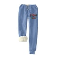 thumbnail image 1 of IROINNID Rollbacks Fleece Sweatpants for Women Christmas Printed Winter Pants Lamb Fleece Elastic Thickened Plush Warm Sweatpants,Blue, 1 of 2