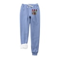 thumbnail image 1 of IROINNID Rollbacks Fleece Sweatpants for Women Fleece Christmas Dwarf Print Leggings Drawstring Waist Thick Warm Elastic Pants with Pockets,Blue, 1 of 9