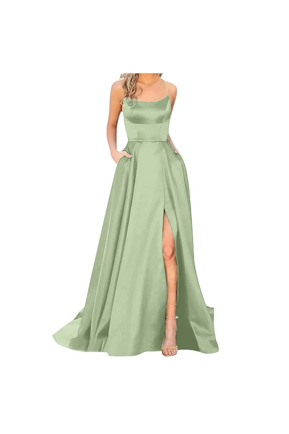Formal Dress for Women Wedding Guest Homecoming Party Trendy Solid Color Off Back Strap Long Dress Slim Off Shoulder Evening Dress,Green