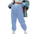thumbnail image 1 of IROINNID Rollbacks Sweatpants for Women Ladies Pants Hippie Punk Trousers Streetwear Jogger Pocket Solid Loose Overalls Long Pants,Light Blue, 1 of 5