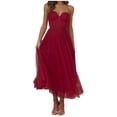 thumbnail image 1 of IROINNID Rollbacks Wedding Guest Dresses for Women Formal Evening Night Dress Summer V-Neck Camis Sleeveless Vest Long Dress Trendy A-Line Dress,Burgundy, 1 of 6