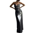 thumbnail image 1 of IROINNID Wedding Guest Dresses for Women Evening Night Party Dress Summer Sleeveless Round Neck Suspender Dress Trendy Formal Dress,Silver, 1 of 9