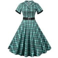 thumbnail image 1 of IROINNID Rollbacks Wedding Guest Dresses for Women Formal Evening Night Dress Vintage Print Hem Dress Elegant A-Line Dress,Green, 1 of 3