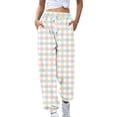 thumbnail image 1 of IROINNID Rollbacks Women's Sweatpants Casual Jogger Printing Pocket Elastic Waist Trousers Plaid Straight Pants Sweatpants,Multicolor, 1 of 5