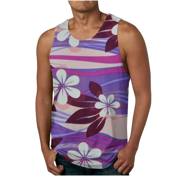 IROINNID Round Neckline Summer Tops For Men Sleeveless Hawaiian 3D Non Positioning Tank Top Sports Sleeveless T-shirt Tank Top/shirt Blouses Pullover Graphic Print Tops