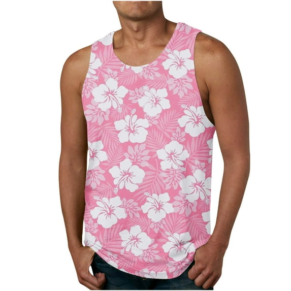IROINNID Round Neckline Summer Tops For Men Sleeveless Hawaiian 3D Non Positioning Tank Top Sports Sleeveless T-shirt Tank Top/shirt Blouses Pullover Graphic Print Tops