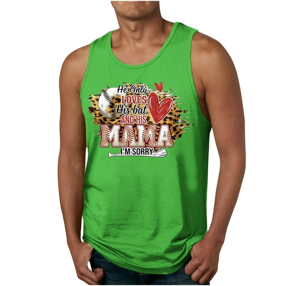 IROINNID Round Neckline Summer Tops For Men Sleeveless New Baseball 3D Tank Top Sports Sleeveless T-shirt Tank Top/shirt Blouses Pullover Graphic Print Tops