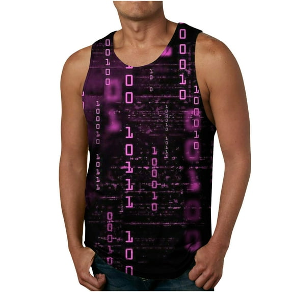 IROINNID Round Neckline Summer Tops For Men Sleeveless New Digital 3D Tank Top Sports Sleeveless T-shirt Tank Top/shirt Blouses Pullover Graphic Print Tops