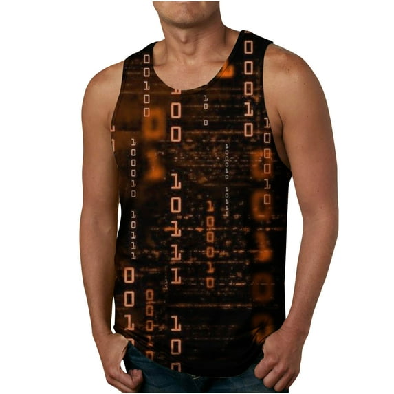 IROINNID Round Neckline Summer Tops For Men Sleeveless New Digital 3D Tank Top Sports Sleeveless T-shirt Tank Top/shirt Blouses Pullover Graphic Print Tops