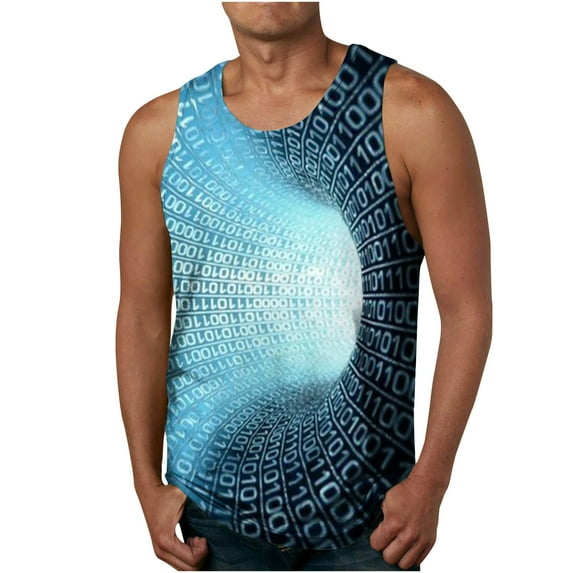 IROINNID Round Neckline Summer Tops For Men Sleeveless New Track 3D Tank Top Sports Sleeveless T-shirt Tank Top/shirt Blouses Pullover Graphic Print Tops