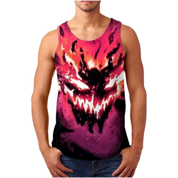 IROINNID Round Neckline Tank Tops For Men Sleeveless 3D Sports And Leisure Vest Sleeveless Slim Fit Vest Pullover Graphic Print Tops
