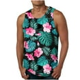 thumbnail image 1 of IROINNID Round Neckline Tank Tops For Men Sleeveless New Summer Floral Hawaiian Camisole Sport Tank Top Pullover Graphic Print Tops, 1 of 5