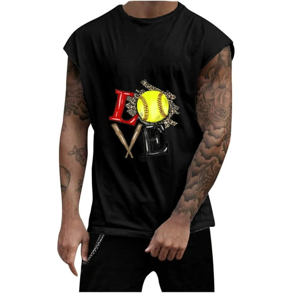 IROINNID Round Neckline Tank Tops For Men Sleeveless Sports Tank Tops Vest Pullover Graphic Print Tops