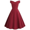 thumbnail image 1 of IROINNID Formal Dress for Women Wedding Guest Evening Night Party Dress Elegant Summer Off Shoulder V Neck Vintage Solid Party Dress,Red, 1 of 7