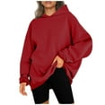 thumbnail image 1 of IROINNID Hoodie for Women Oversized Solid All-match Pullover Long Sleeve Loose Fit Plain Classic Sweatshirt Basic Tops,Red, 1 of 7