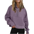 thumbnail image 1 of IROINNID Hoodie for Women Solid Casual Pullover Loose Long Sleeve Fall Basic Hoodie with Zipper Pocket,Purple, 1 of 6