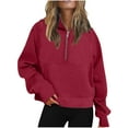 thumbnail image 1 of IROINNID Sales Hoodie for Women Solid Casual Pullover Loose Long Sleeve Fall Basic Hoodie with Zipper Pocket,Red, 1 of 6