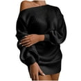 thumbnail image 1 of IROINNID Sales Pullover Sweater for Women Casual One-shoulder Solid Knitted Woolen Sweater Trendy Loose Elegant Fall Winter Sweater,Black, 1 of 5
