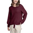 thumbnail image 1 of IROINNID Sales Pullover Sweater for Women V-neck Knit Long Sleeve Casual Pullover Loose Warm Casual Lightweight Base Sweater,Burgundy, 1 of 5