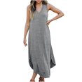 thumbnail image 1 of IROINNID Sales Wedding Guest Dresses for Women Homecoming Party Sexy Vintage V Neck Sleeveless Solid Party Dresses Trendy Formal Dress,Gray, 1 of 6