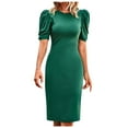 thumbnail image 1 of IROINNID Sales Wedding Guest Dresses for Women Homecoming Party Summer Solid Causal Round Neck Short Sleeve Vacation Dress Trendy Formal Dress,Green, 1 of 4