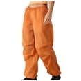 thumbnail image 1 of IROINNID Sales Women's Pants Wide Leg New Drawstring Straight Work Pants Female Loose Retro Spicy Girl Pants Thin Pants,Orange, 1 of 6