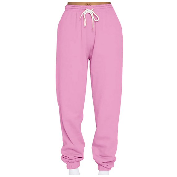 IROINNID Sales Women's Sweatpants Casual Jogger Loose Fit Sports Sweatpants Ankle Banded Trousers Gradient Fleece Pants,Pink