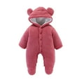 thumbnail image 1 of IROINNID Savings Baby Bodysuit Long Sleeve Newborn Baby Winter Girls Boys Clothes Warm Bear Ears Overall Rompers Hooded Jumpsuit,Burgundy, 1 of 4
