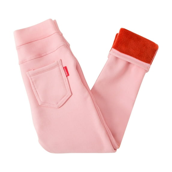 IROINNID Savings Boy Girl Pants Winter Pants Elastic Waist Printed Brushed Stretch Warm Pants,Pink