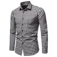 thumbnail image 1 of IROINNID Savings Button Down Shirts for Men New Long-sleeved Shirt Lapel Plus Plaid Business Long Sleeve Turndown Collar Blouse & Shirt,Gray, 1 of 8