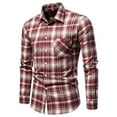 thumbnail image 1 of IROINNID Savings Button Down Shirts for Men New Long-sleeved Shirt Lapel Plus Plaid Business Long Sleeve Turndown Collar Blouse & Shirt,Red, 1 of 8