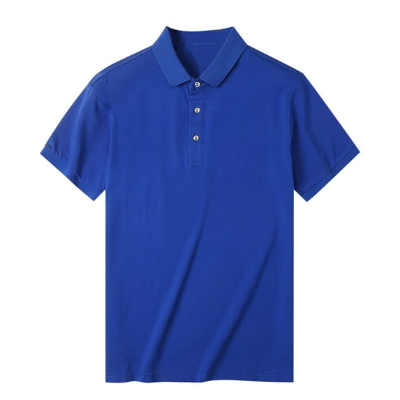 IROINNID Savings Button Down Shirts for Men Summer Soft Short Sleeve Buttons Solid Color Blouse T-shirt Tops,Blue