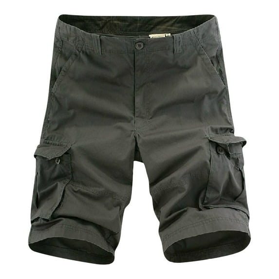 IROINNID Savings Cargo Shorts for Men Pure Color Outdoors Pocket Beach Work Trouser Cargo Shorts Pant,Gray