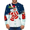 thumbnail image 1 of IROINNID Christmas Sweater for Men Round Neck Pullover 3D Printed Realistic Print Tops,Navy, 1 of 5