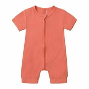IROINNID Savings Cotton Neutral Onesies Newborn Baby Girls Boys Bodysuit Summer Sleeveless Zipper One-piece Romper Jumpsuit,Orange