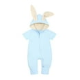 thumbnail image 1 of IROINNID Savings Cotton Neutral Onesies Newborn Baby Rabbit Ears Hooded Short-sleeved Trousers Romper Jumpsuit,Blue, 1 of 9