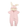 thumbnail image 1 of IROINNID Savings Cotton Neutral Onesies Newborn Baby Rabbit Ears Hooded Short-sleeved Trousers Romper Jumpsuit,Pink, 1 of 9